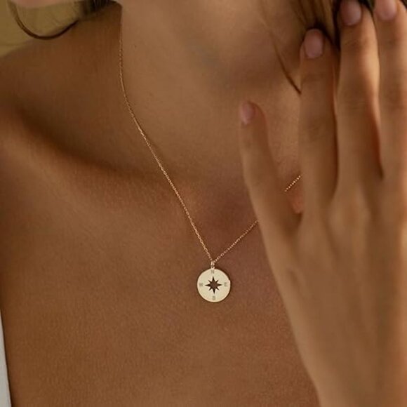 Neiman Marcus Jewelry - Neiman Marcus 14k Gold Plated Compass Pendant Necklace